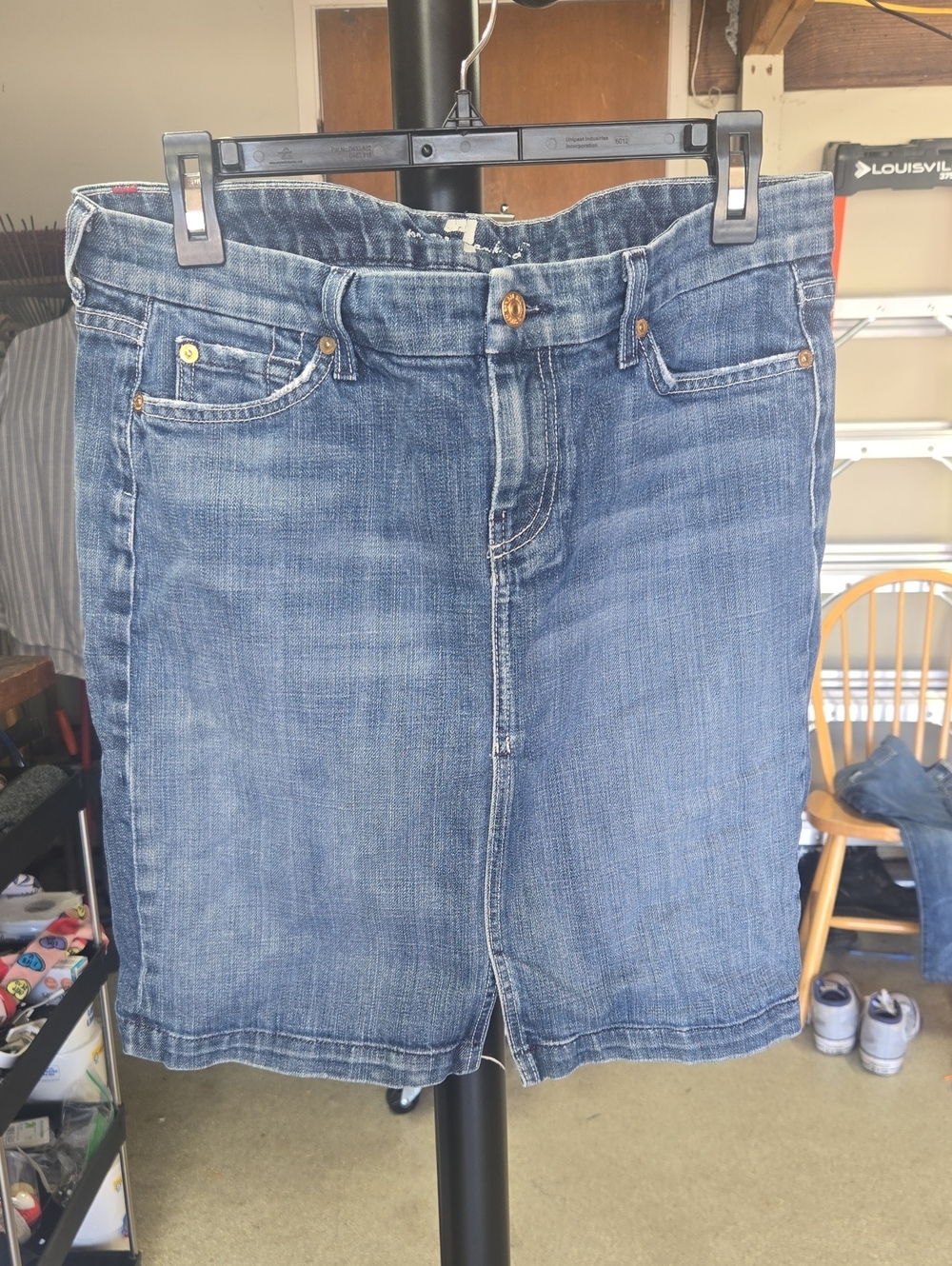 7 For All Mankind Blue Denim Mini Skirt